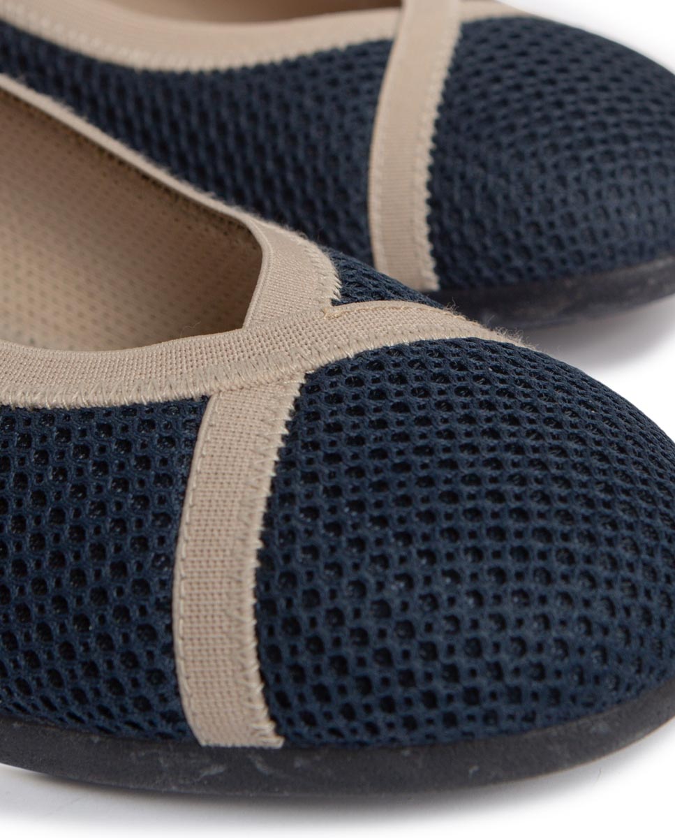 Zapato confort mujer elástico cruzado marino