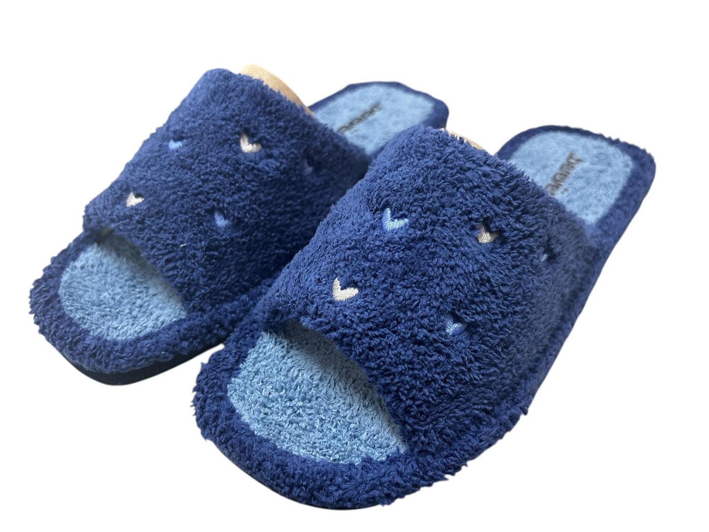 Zapatillas de mujer de rizo marino/aguamar corazones