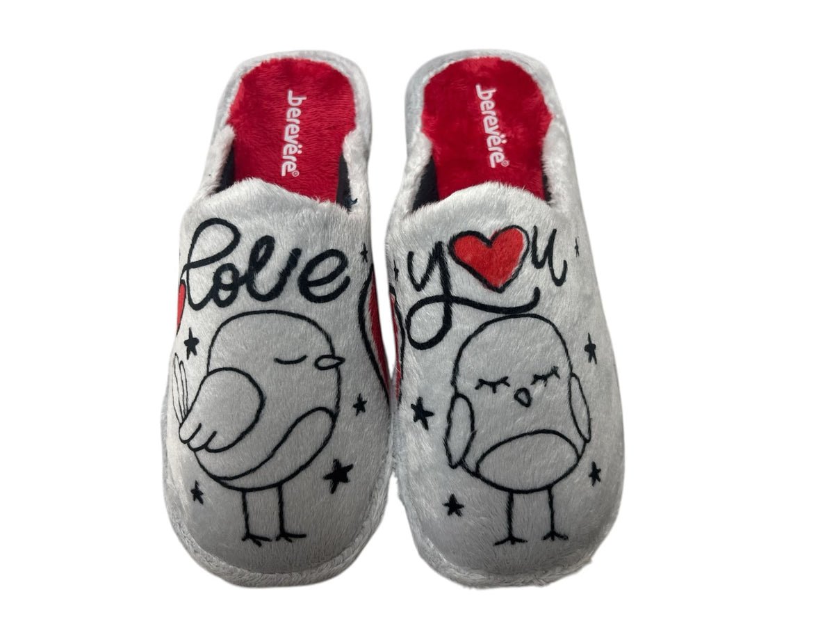 Zapatillas destalonadas de mujer en gris love you