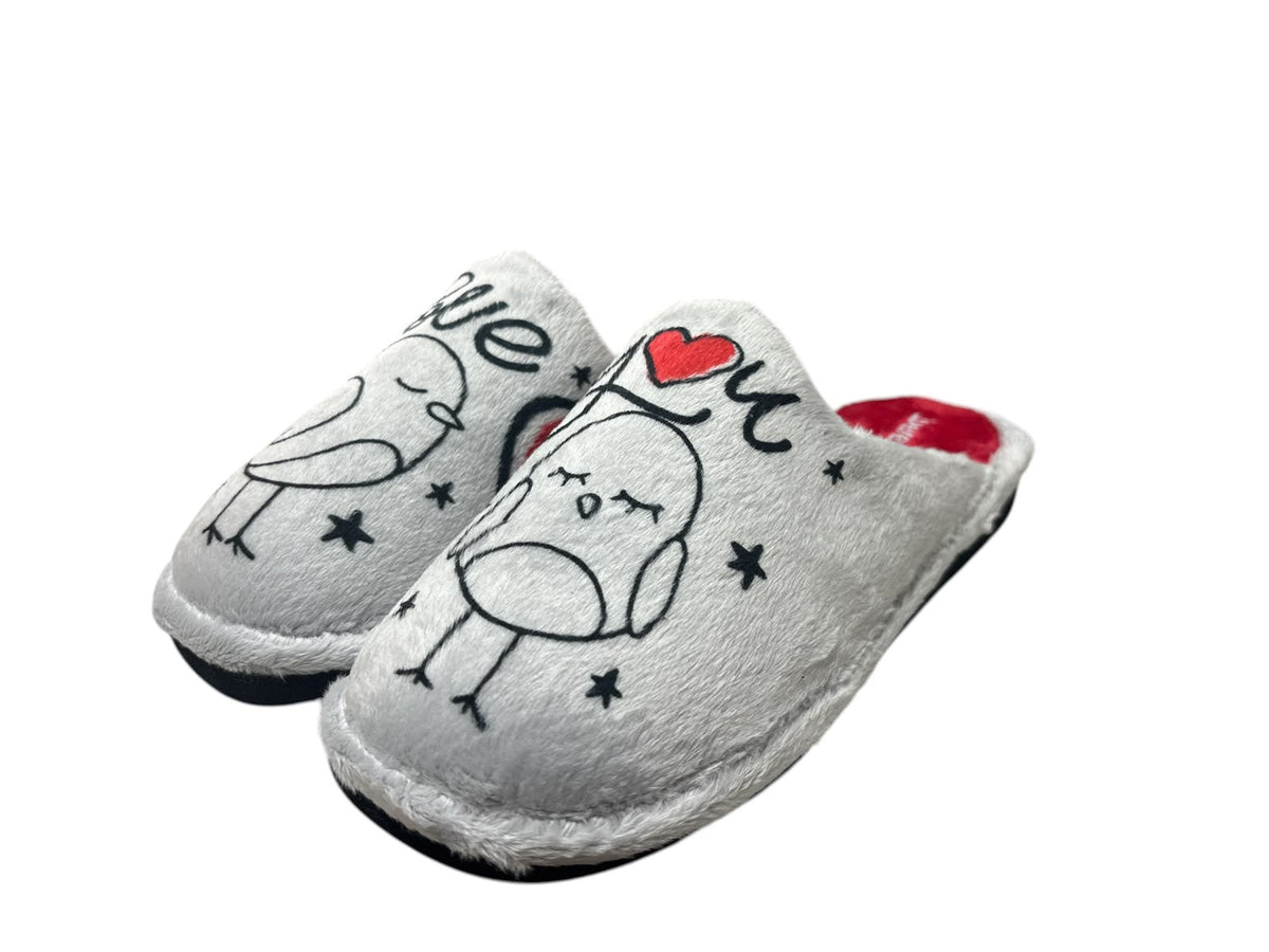 Zapatillas destalonadas de mujer en gris love you