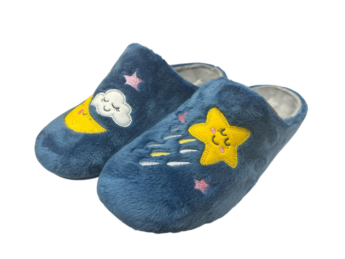 Zapatillas destalonadas mujer luna y lluvia aguamar
