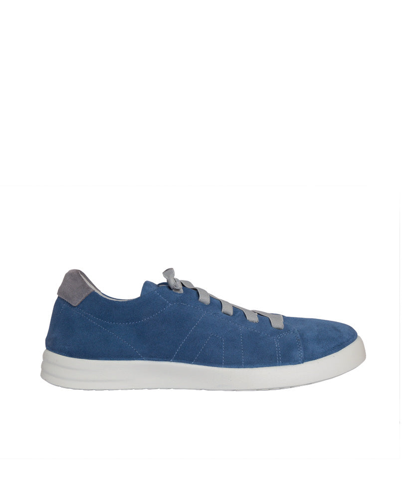 Sneaker piel serraje hombre azul