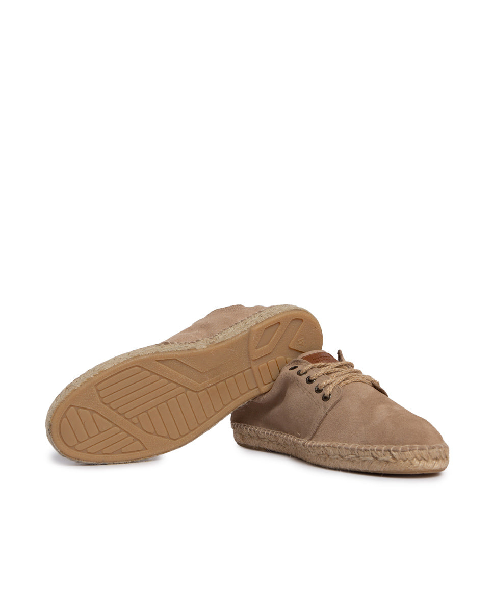 Alpargatas Blucher yute para hombre en serraje taupe