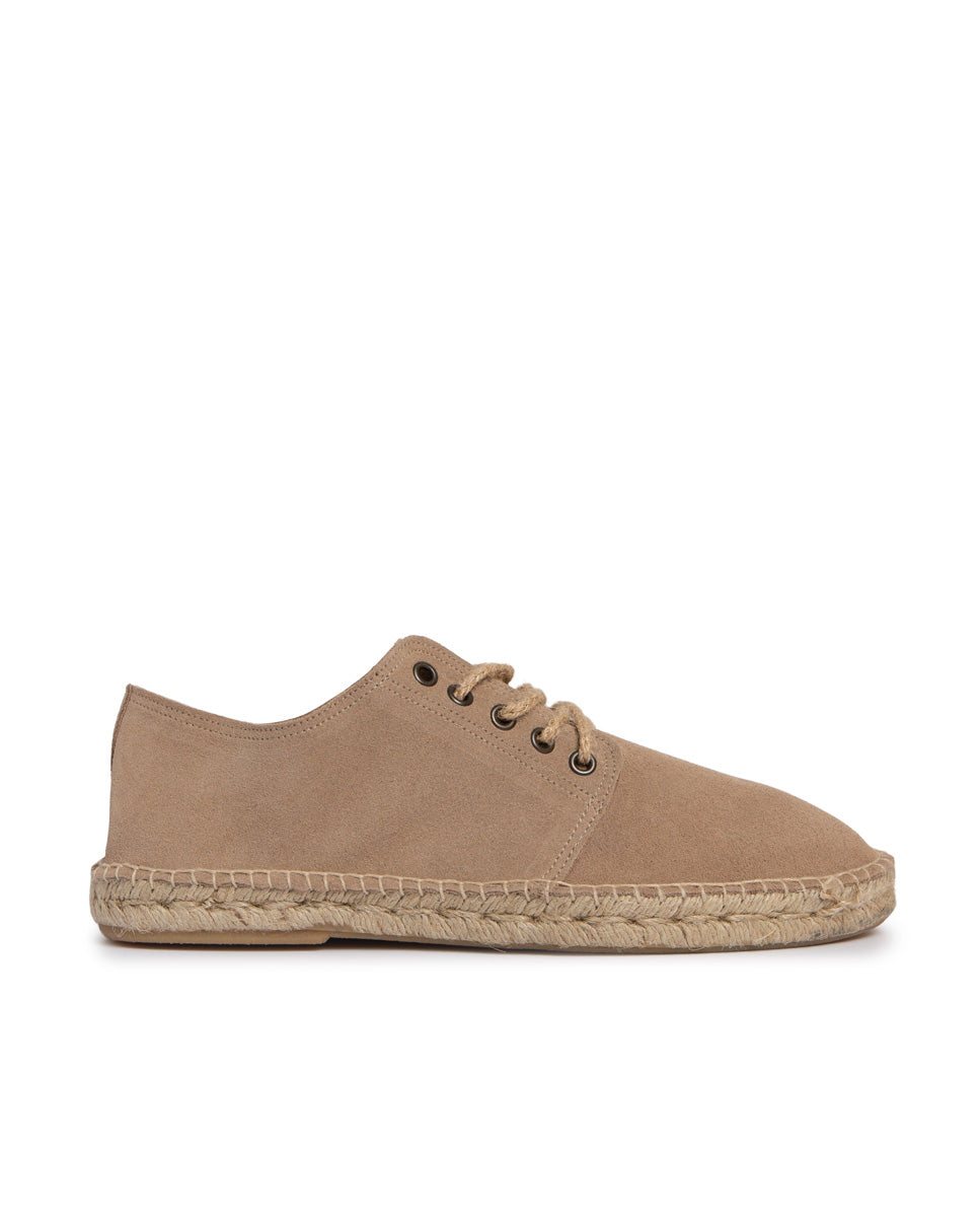 Alpargatas Blucher yute para hombre en serraje taupe