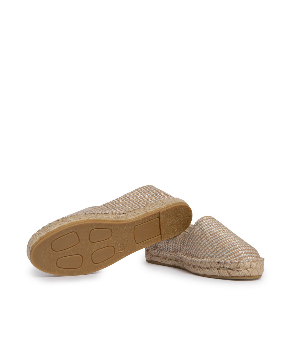 Alpargatas de yute mujer beige - oro textura