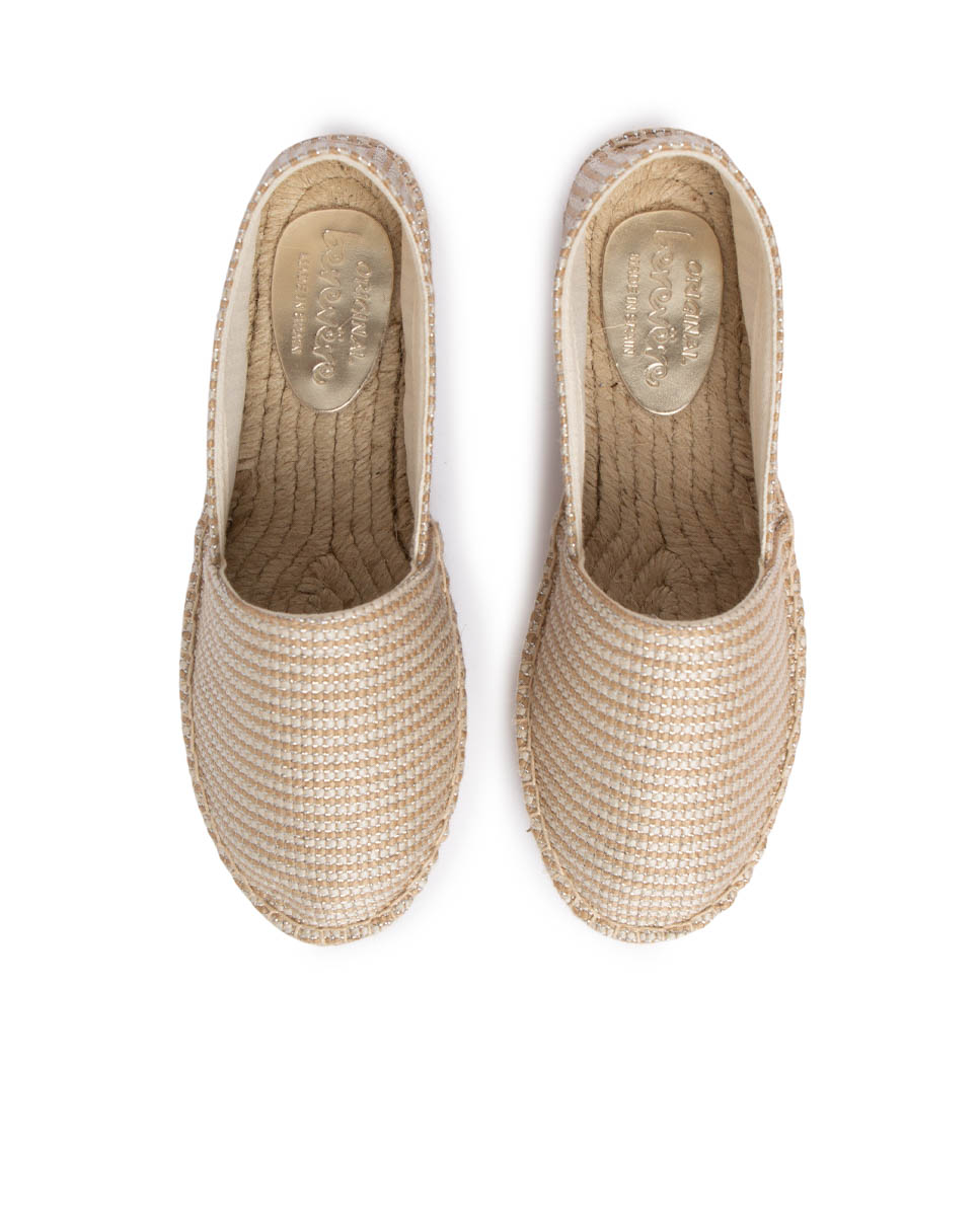 Alpargatas de yute mujer beige - oro textura