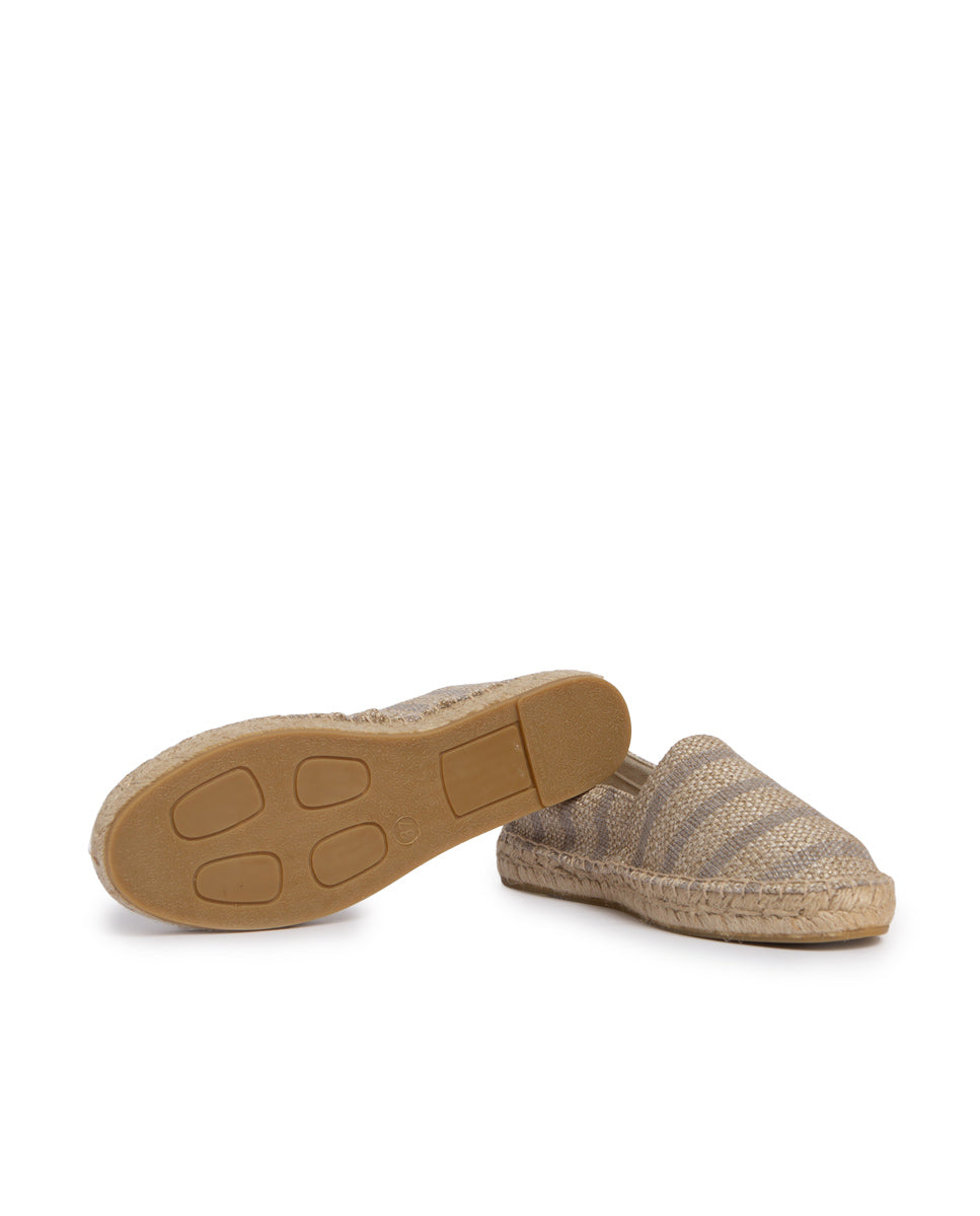 Alpargatas de yute mujer gris y beige marinera