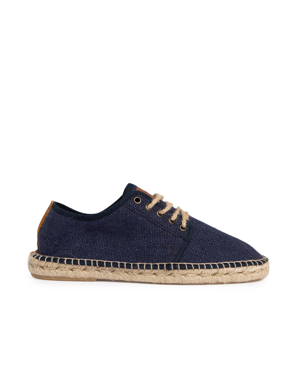 Alpargata blucher de yute para hombre en marino