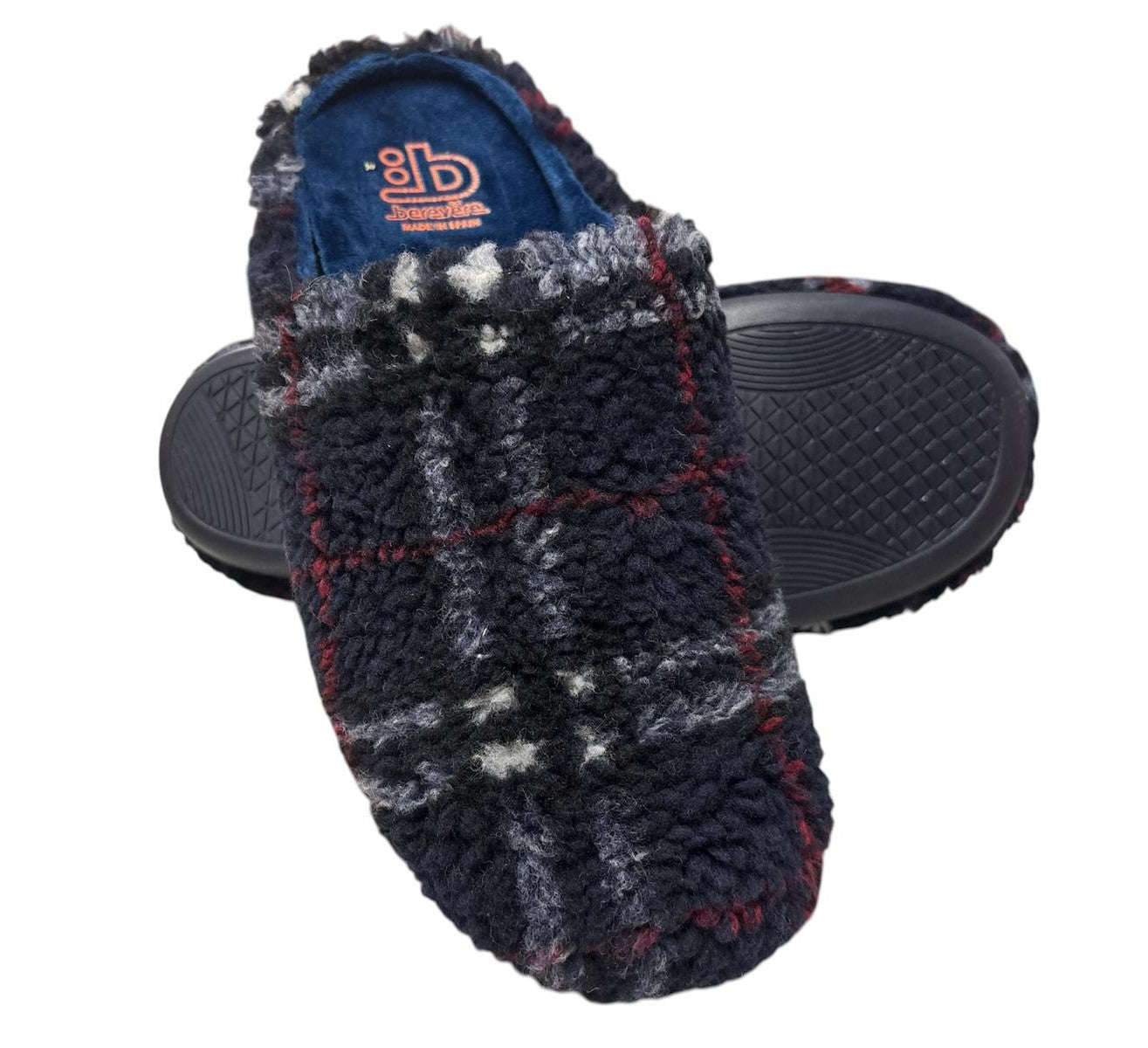 Zapatillas de hombre destalonadas cuadros marino