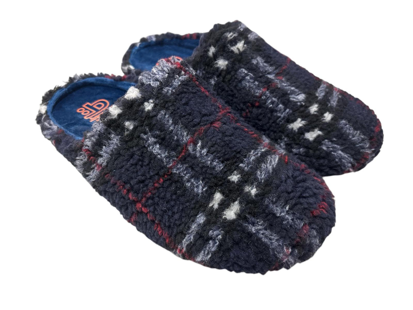 Zapatillas de hombre destalonadas cuadros marino