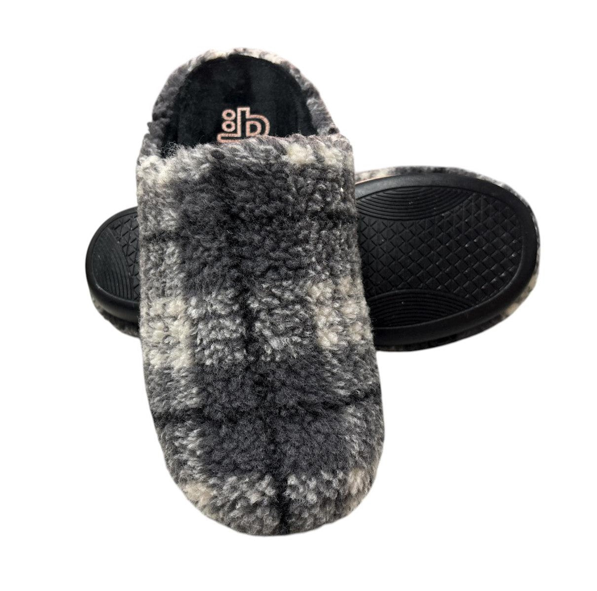 Zapatillas de hombre destalonadas cuadros gris