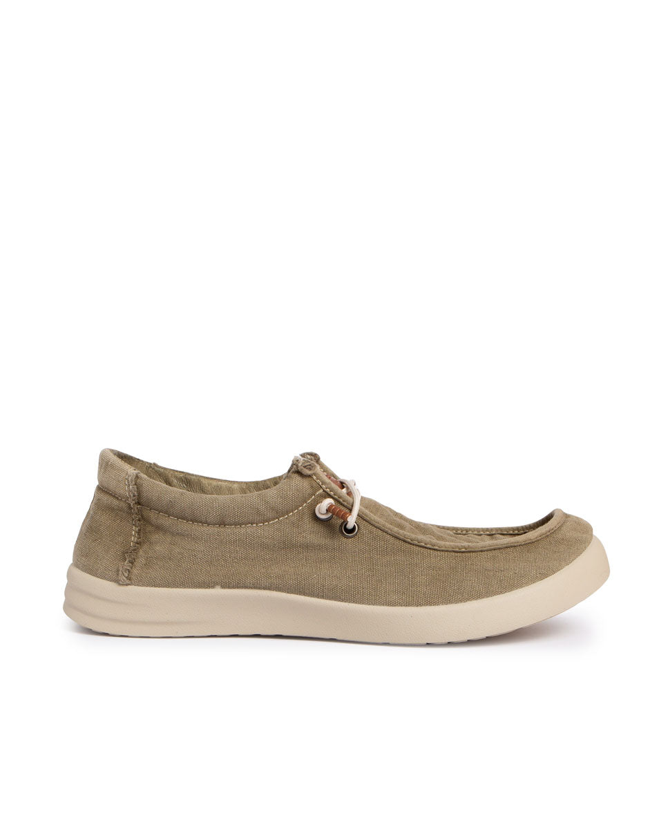 Deportivo para hombre kaki walabi ribeteado canvas