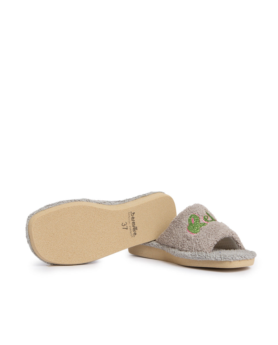 Zapatillas de casa de mujer gris perla aguacate