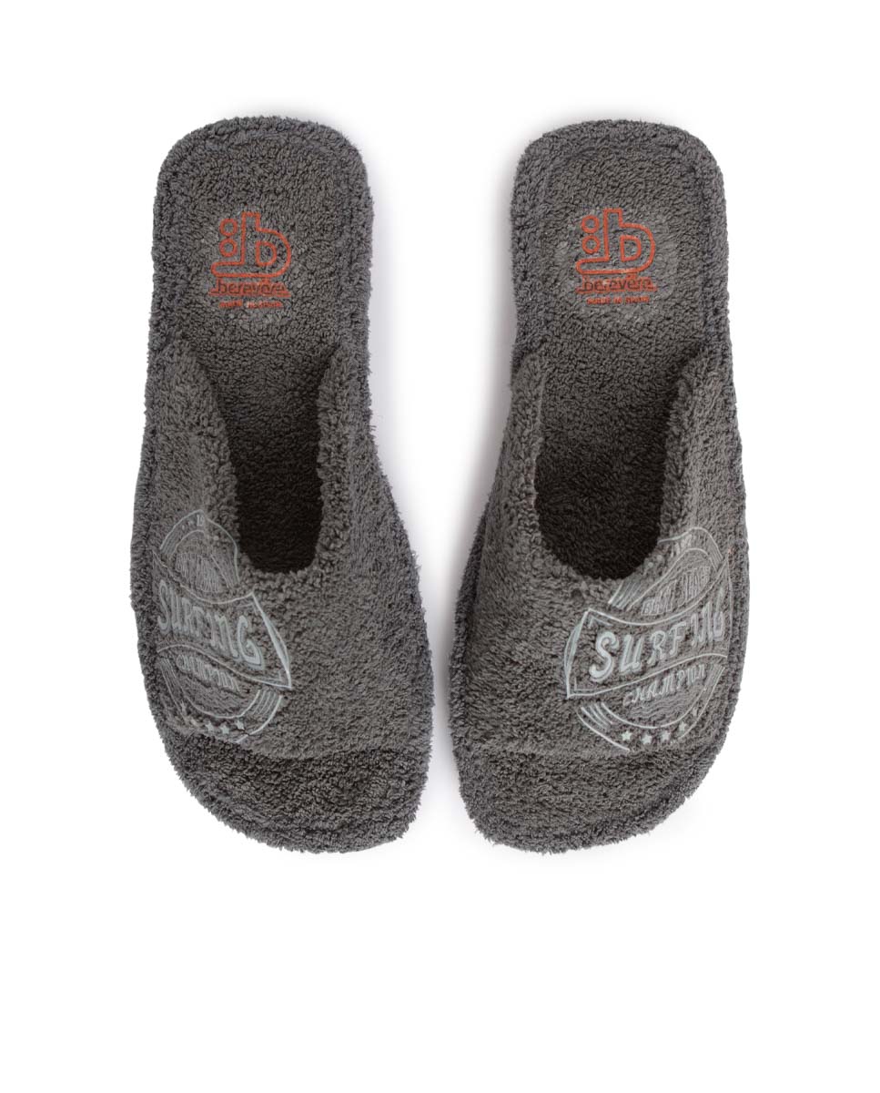 Zapatillas de casa hombre rizo gris surfing