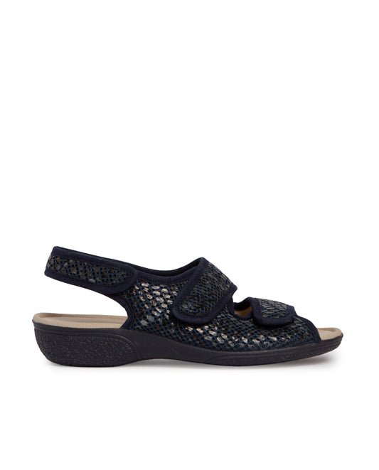 Sandalia confort mujer abertura y velcro negro