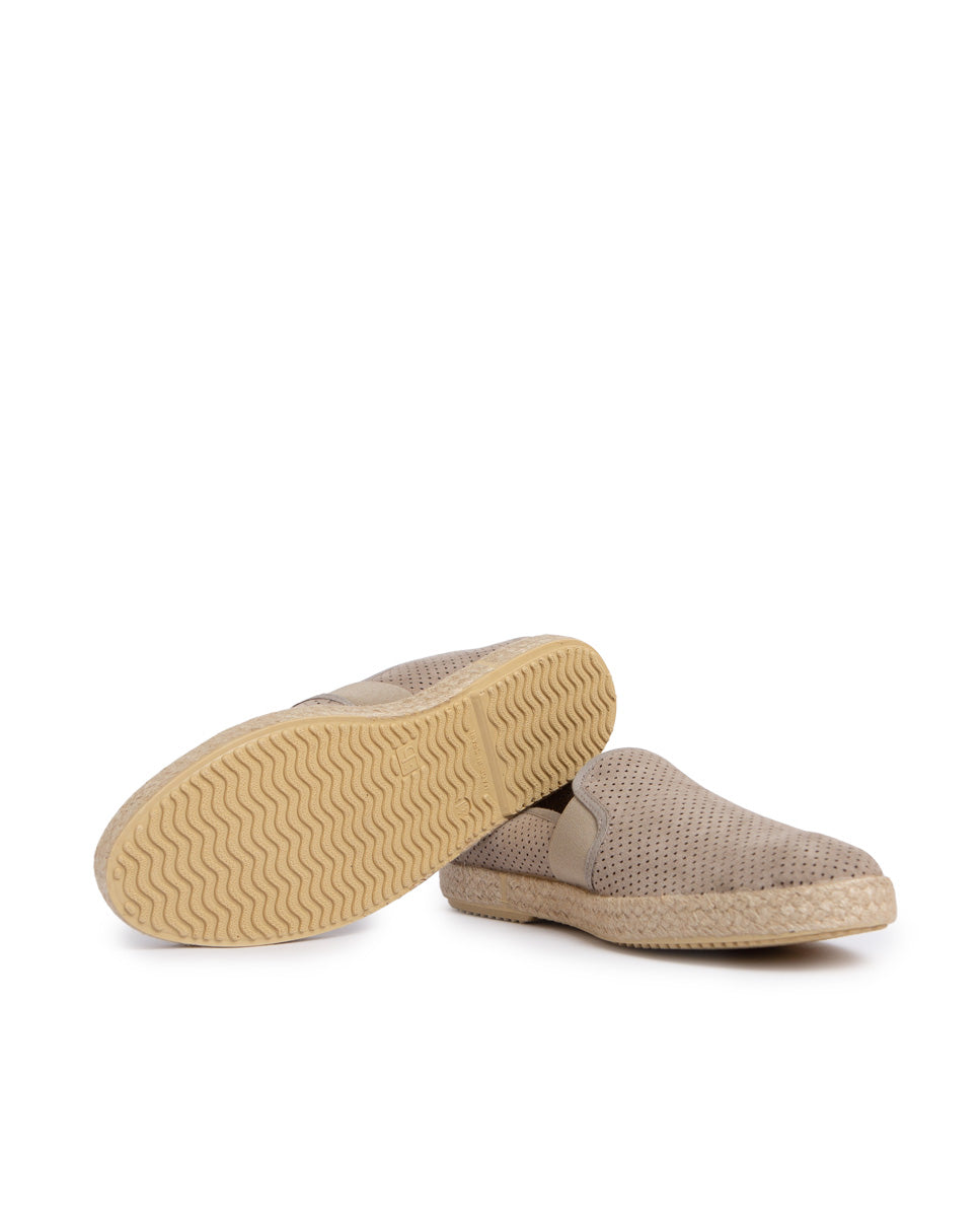 Alpargatas de yute hombre suede taupe troquelado cangrejo