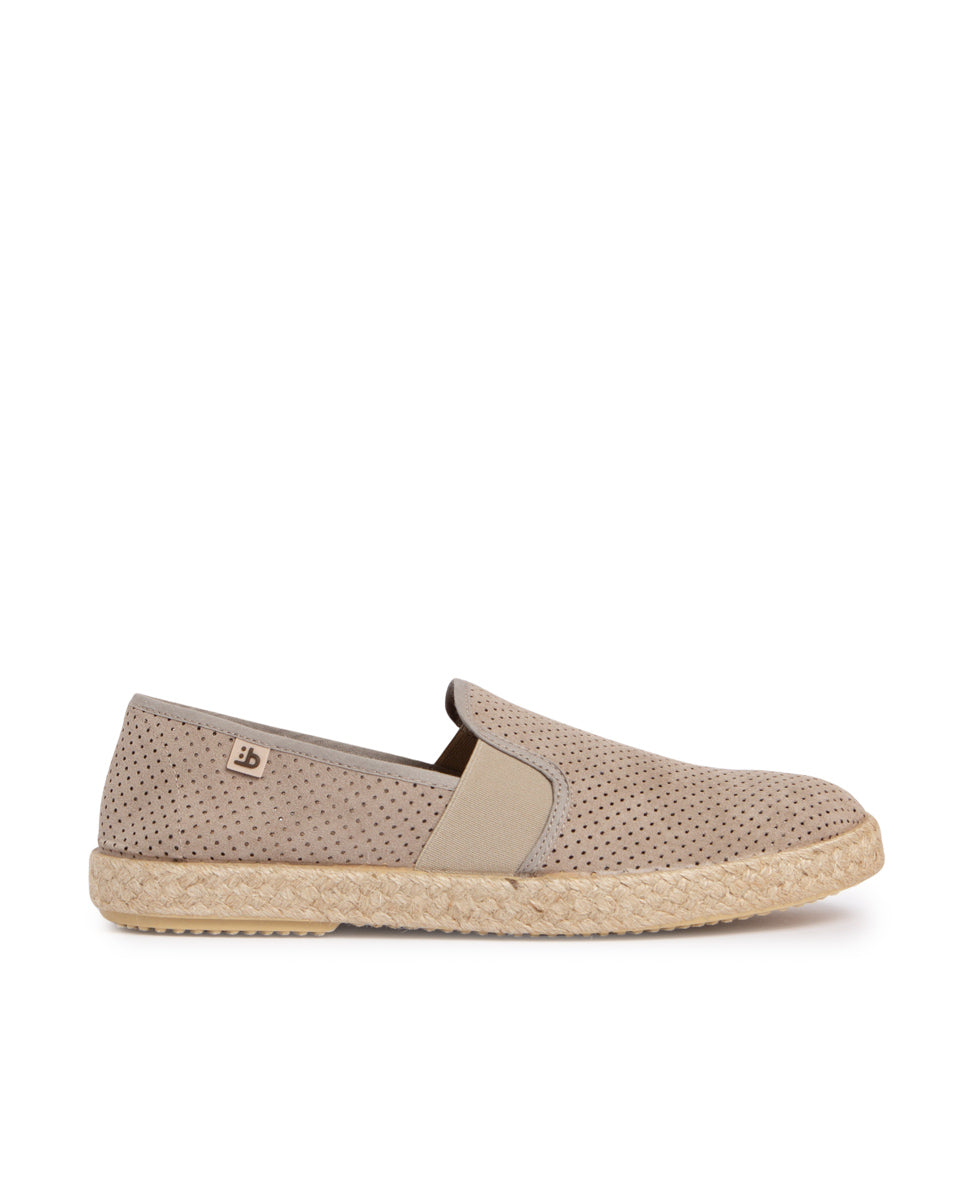 Alpargatas de yute hombre suede taupe troquelado cangrejo