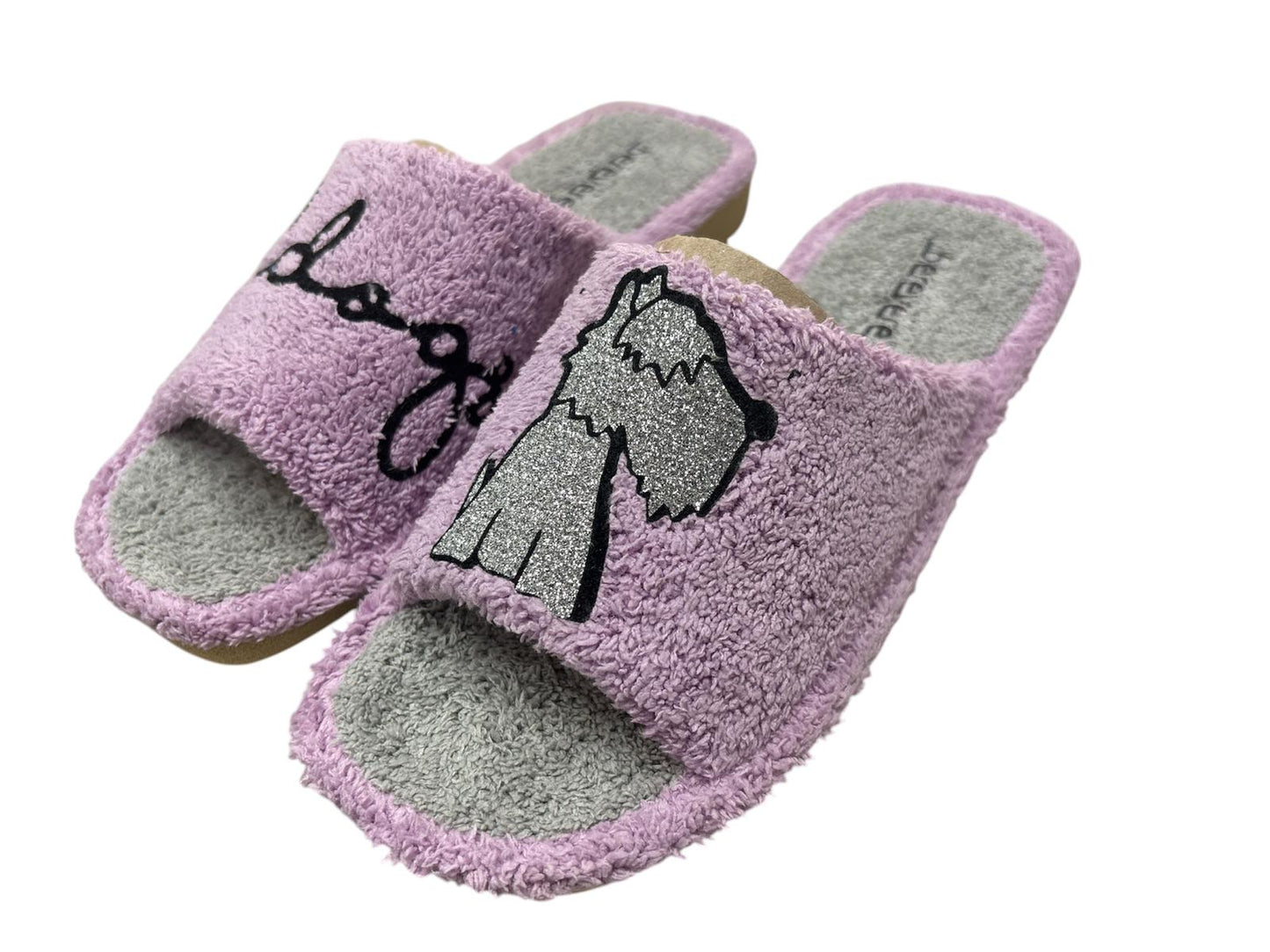 Zapatillas de mujer de rizo lila/gris love dogs