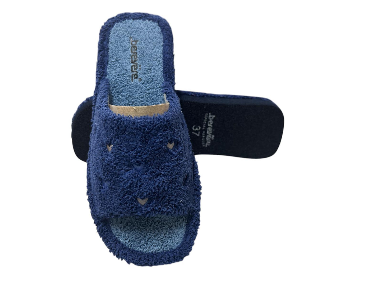 Zapatillas de mujer de rizo marino/aguamar corazones