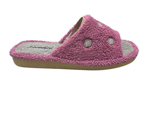 Zapatillas de mujer de rizo malva/gris puntitos
