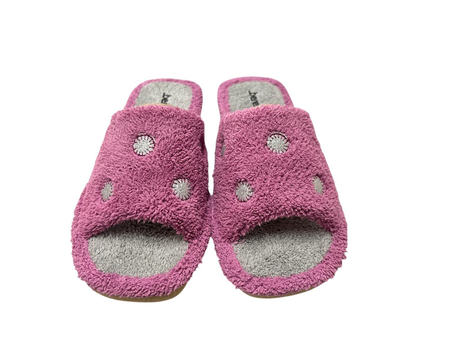 Zapatillas de mujer de rizo malva/gris puntitos